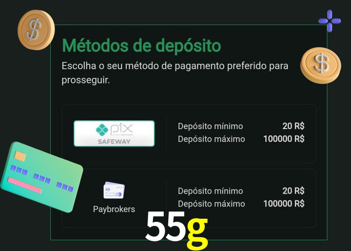 O cassino 55g oferece uma grande variedade de métodos de pagamento